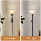 Cozylumi™ HonoDing Floor Lamp Shade with Amber Alabaster Glass Bowl