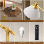Cozylumi™ 68" Gold Floor Lamp with Table for Living Room, Height Adjustable, 5 Color