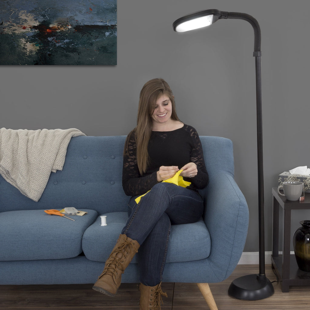 Cozylumi™ Natural Sunlight Floor Lamp with Bendable Neck 60 Inch Black