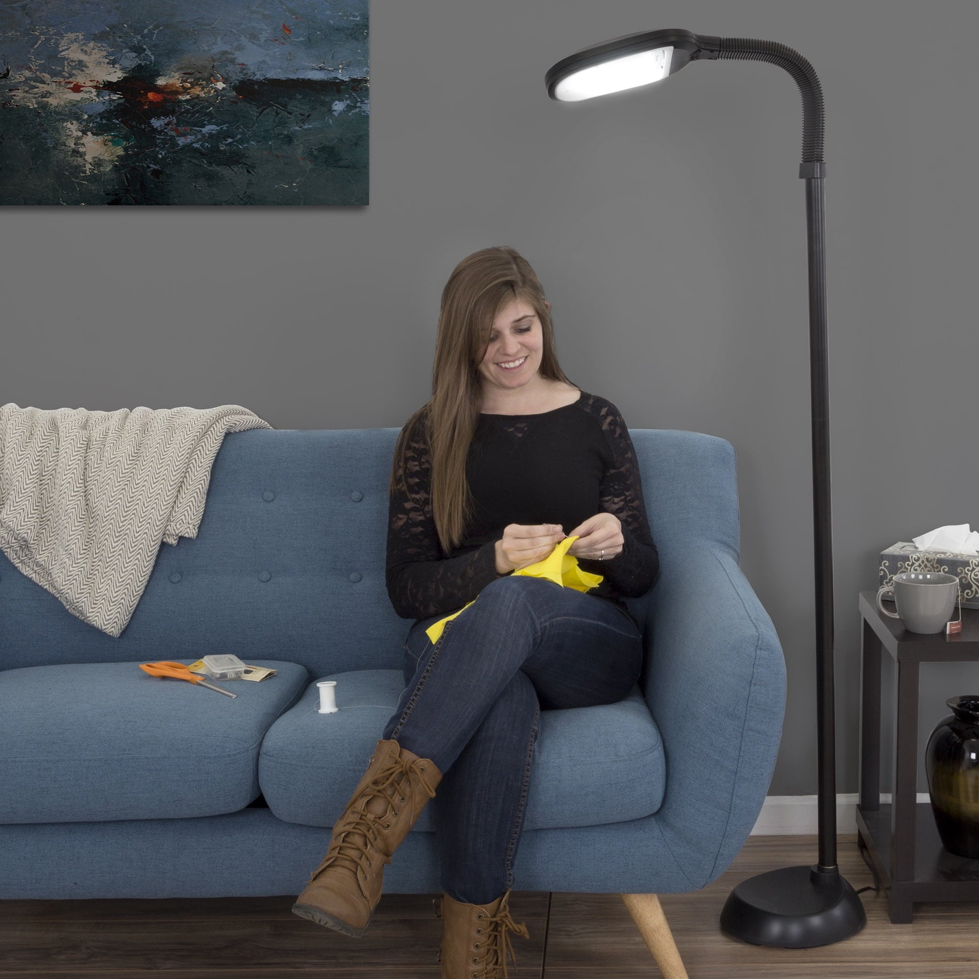 Cozylumi™ Natural Sunlight Floor Lamp with Bendable Neck 60 Inch Black