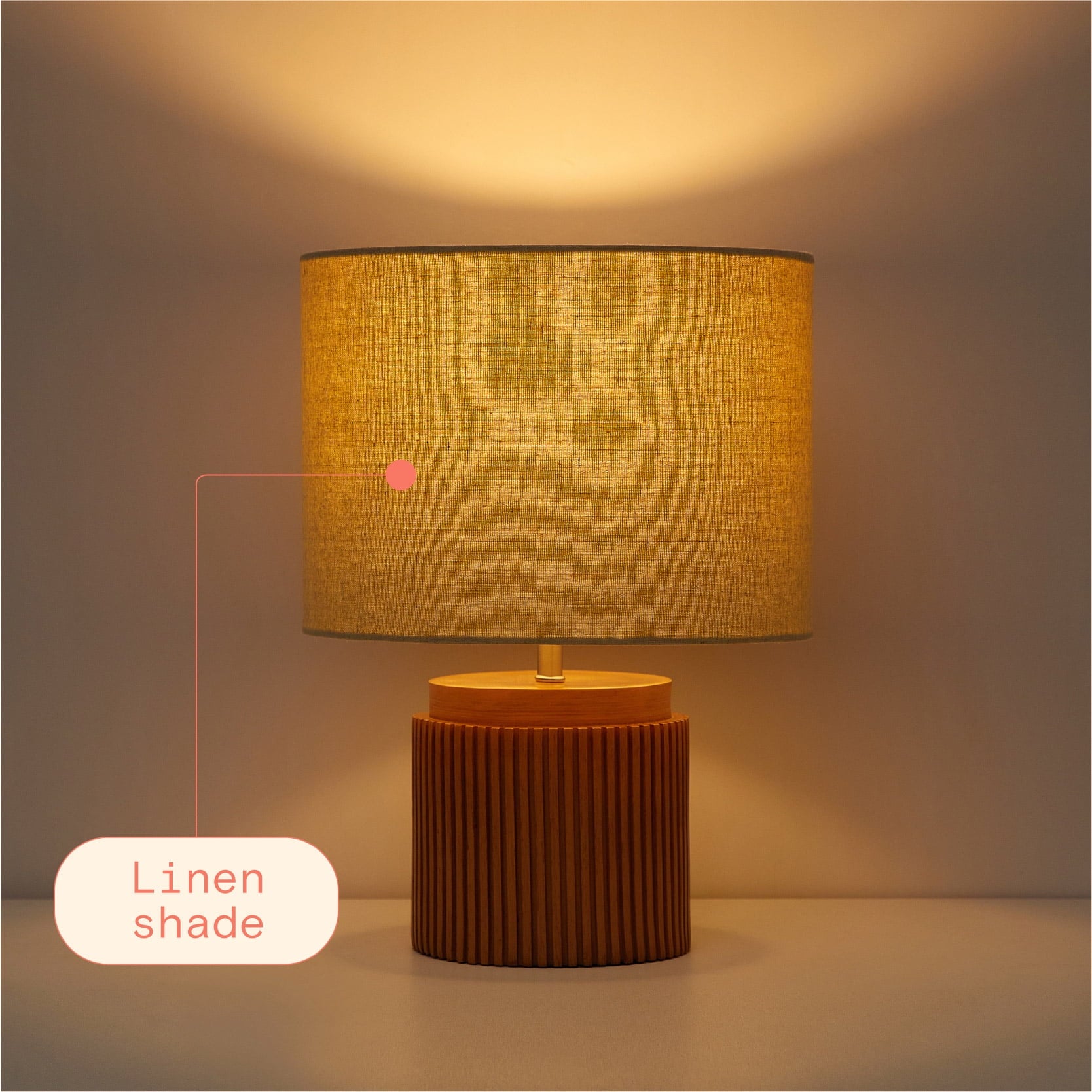 Cozylumi™ Beautiful 10.25" x 10.25" x 14" Brown Faux Ribbed Wood Table Lamp by Drew