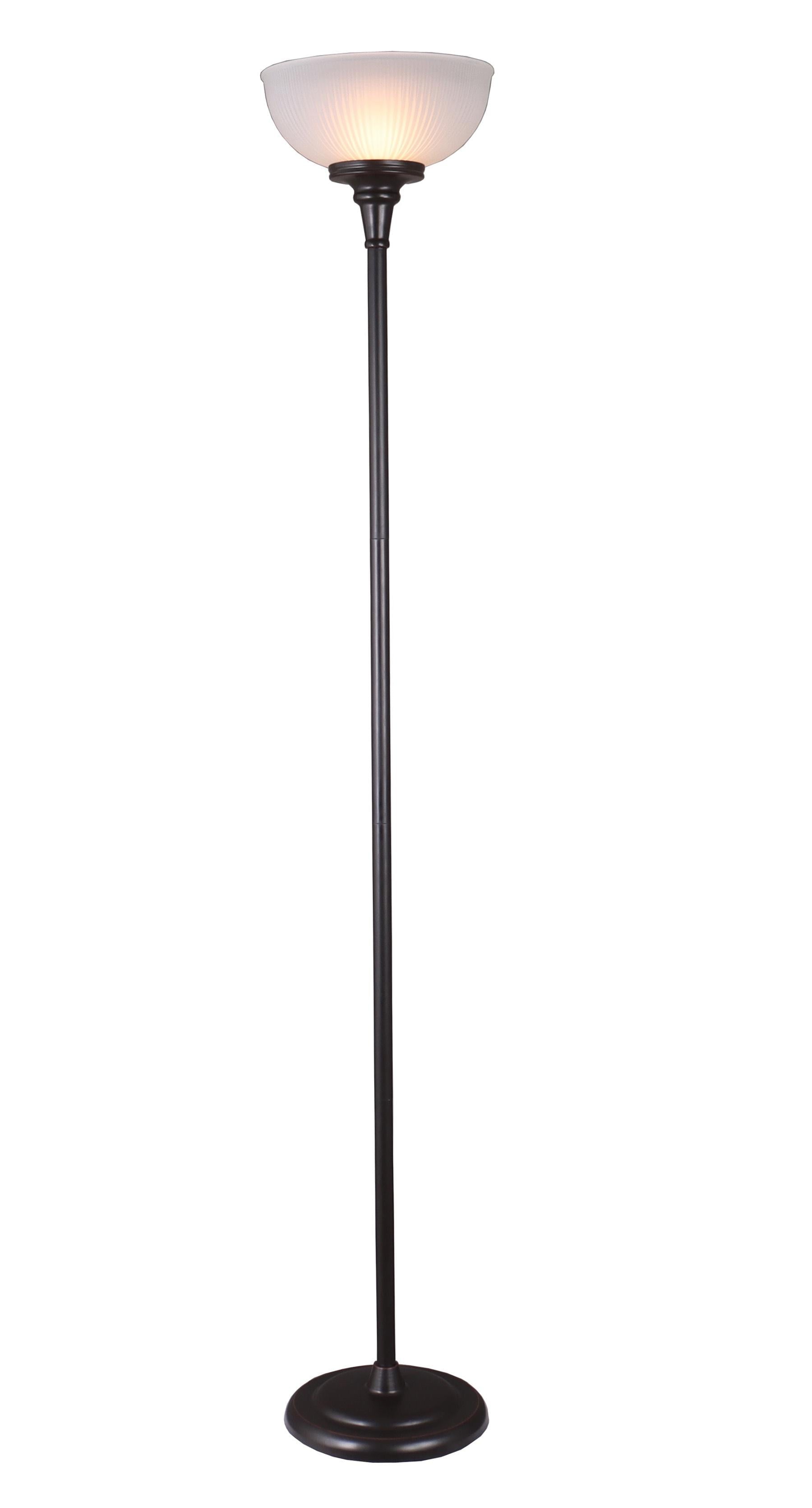 Cozylumi™ 71" New Ribbed Frosted Glass Oil Rubbed Bronze Floor Lamp, Modern Styling