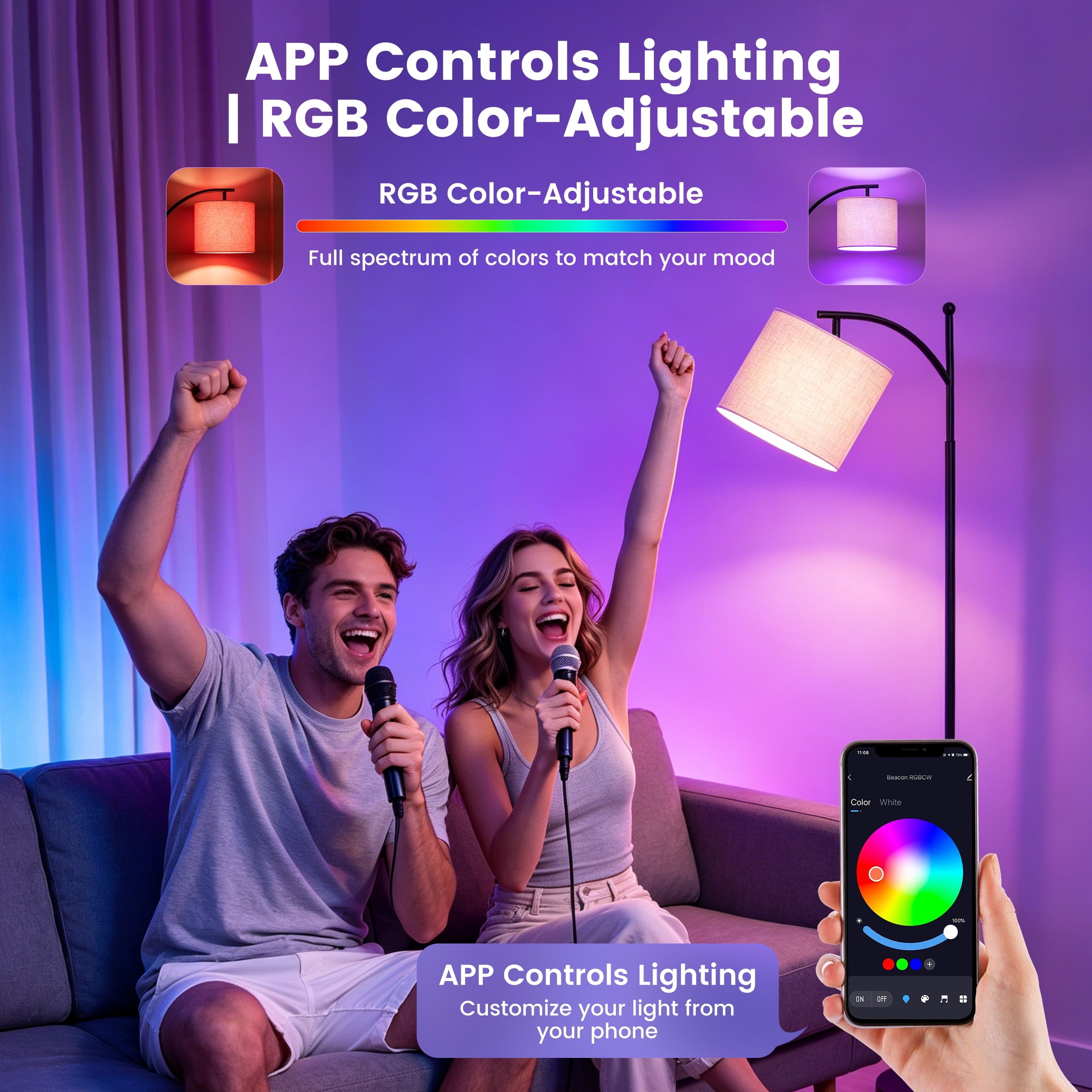 Cozylumi™ RELOIVE Floor Lamp for Living Room - Smart Arc Floor Lamp with APP & Remote