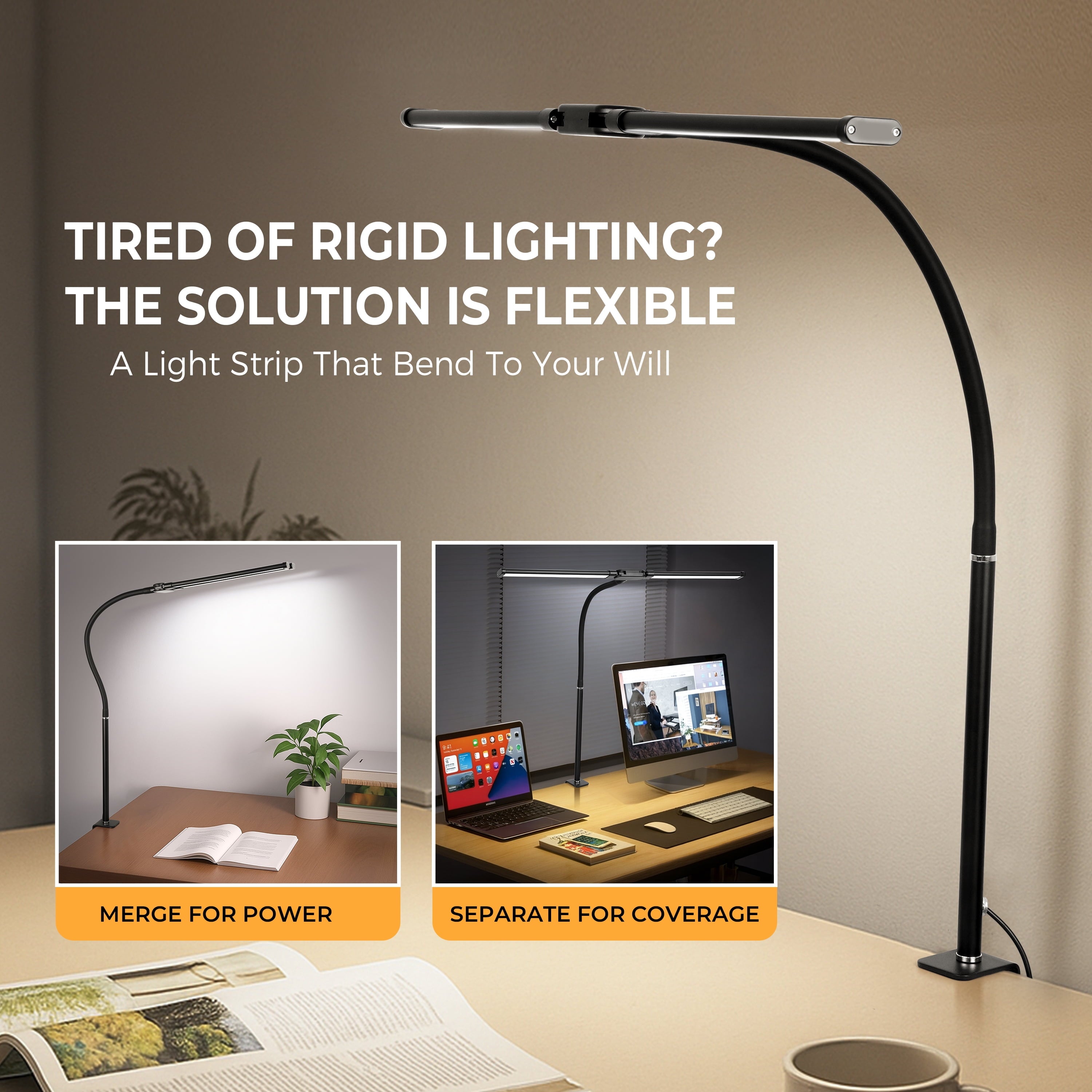 Cozylumi™ Coliware LED Desk Lamp for Office Home, Eye Caring Architect Lamp with Clamp