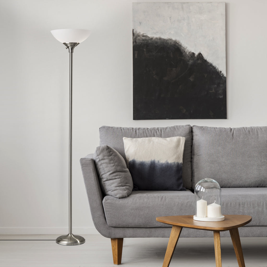 Cozylumi™ Glenn 71" 2-Light Modern Dimmable Brushed Steel Lamp with Frosted Bowl