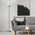 Cozylumi™ Glenn 71" 2-Light Modern Dimmable Brushed Steel Lamp with Frosted Bowl