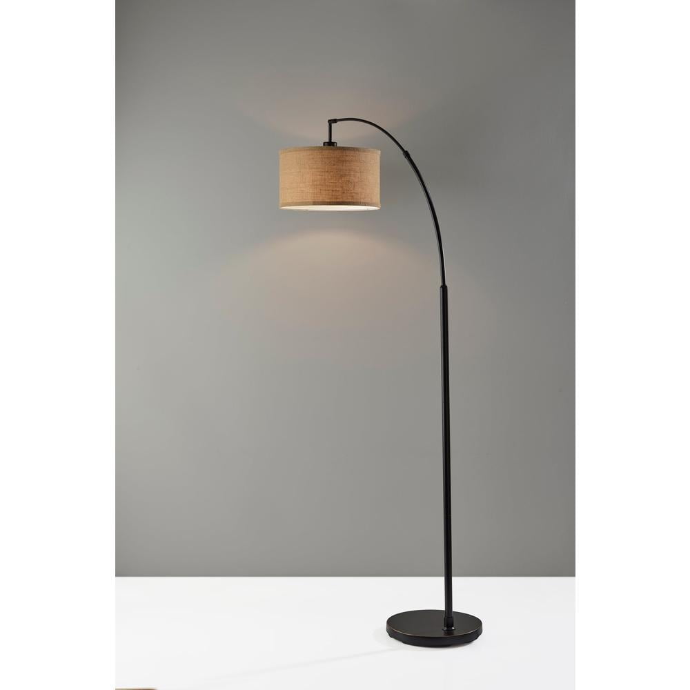 Cozylumi™ 68 Traditional Rotary Switch Antique Bronze Arc Floor Lamp with Burlap Drum