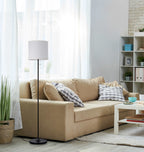 Cozylumi™ 56.5 in Floor Lamp, Black Finish with White Fabric Shade