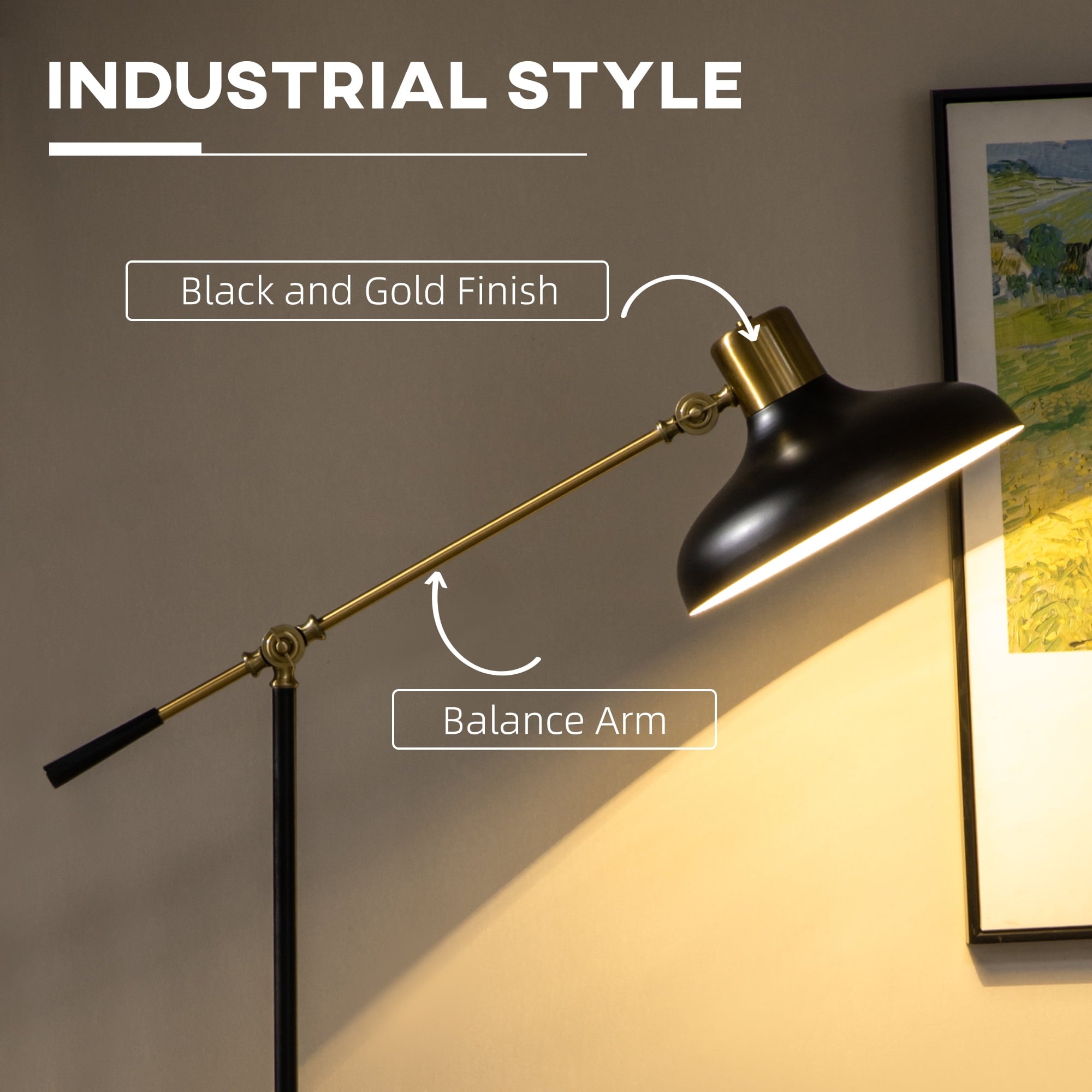 Cozylumi™ HOMCOM Adjustable Floor Lamps for Living Room, Standing Lamp for Bedroom with
