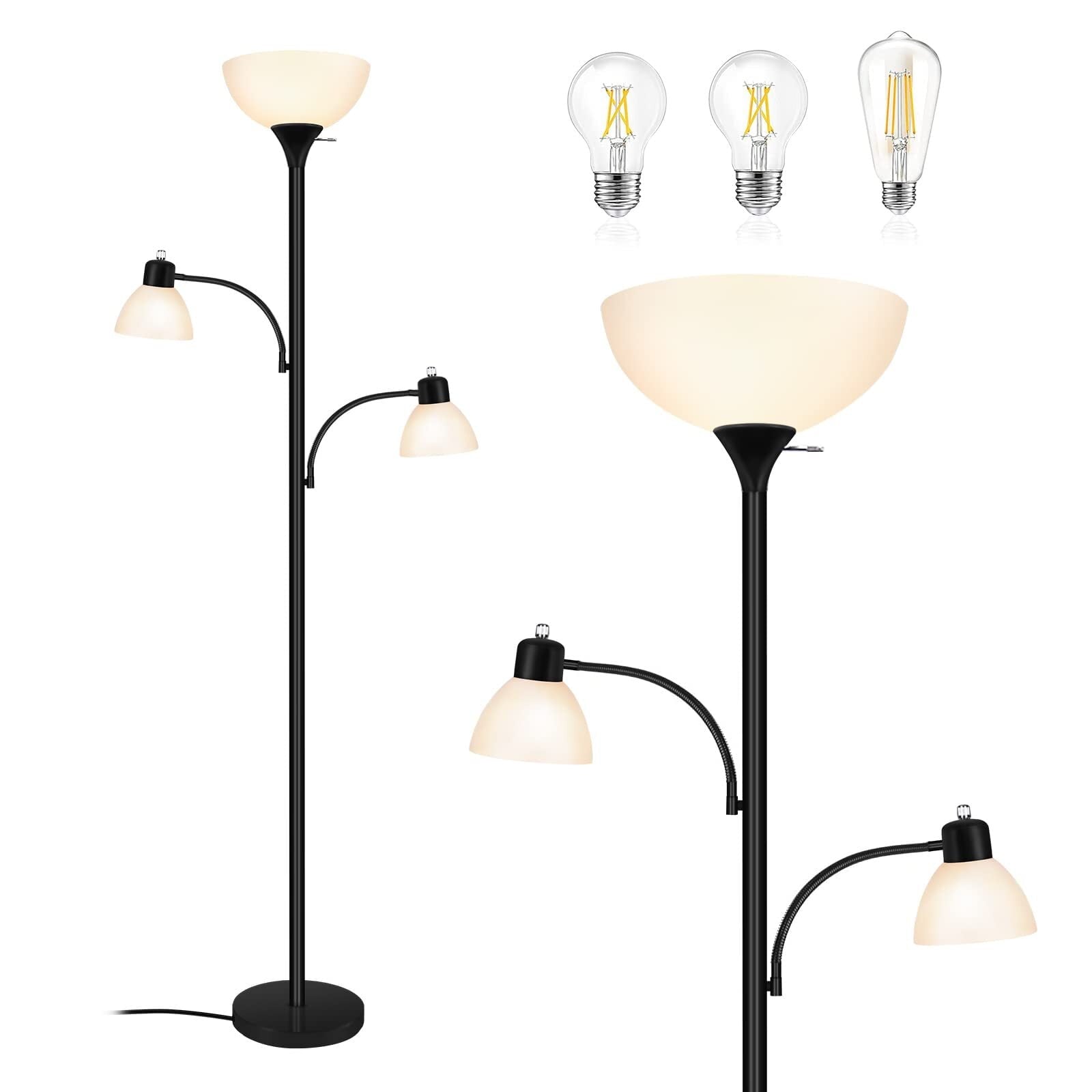 Cozylumi™ Floor Lamps for Living Room, Floor Lamp with 8W Adjustable Reading Lights