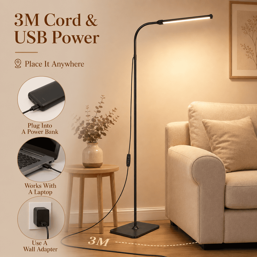 Cozylumi™ SERBASIC LED Floor Lamp, Dimmable Standing Light Height Adjustable with 360°