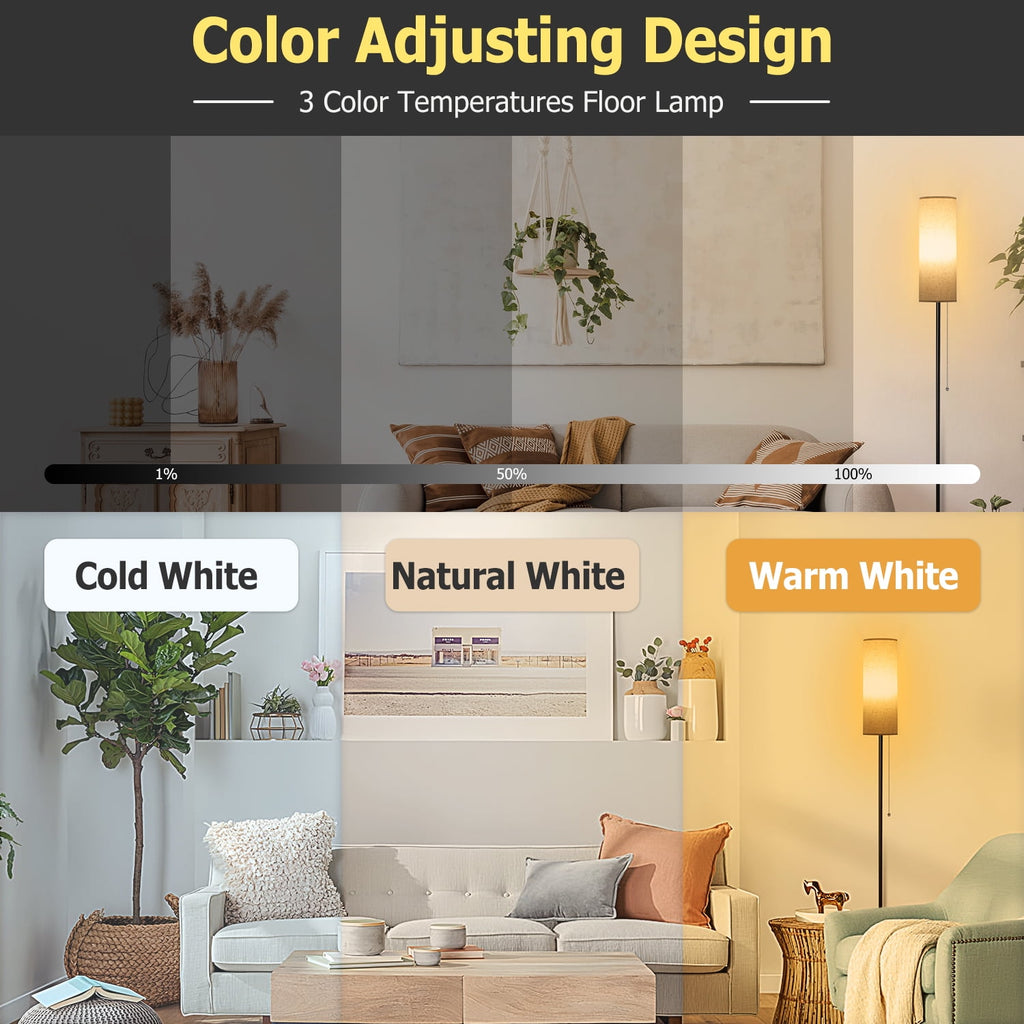 Cozylumi™ Coliware Floor Lamp, Modern Standing Lamp with Lampshade, Tall Reading Pole