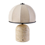 Cozylumi™ Rechargeable 14 in Stone Gourd Table Lamp with Fabric Dome Shade