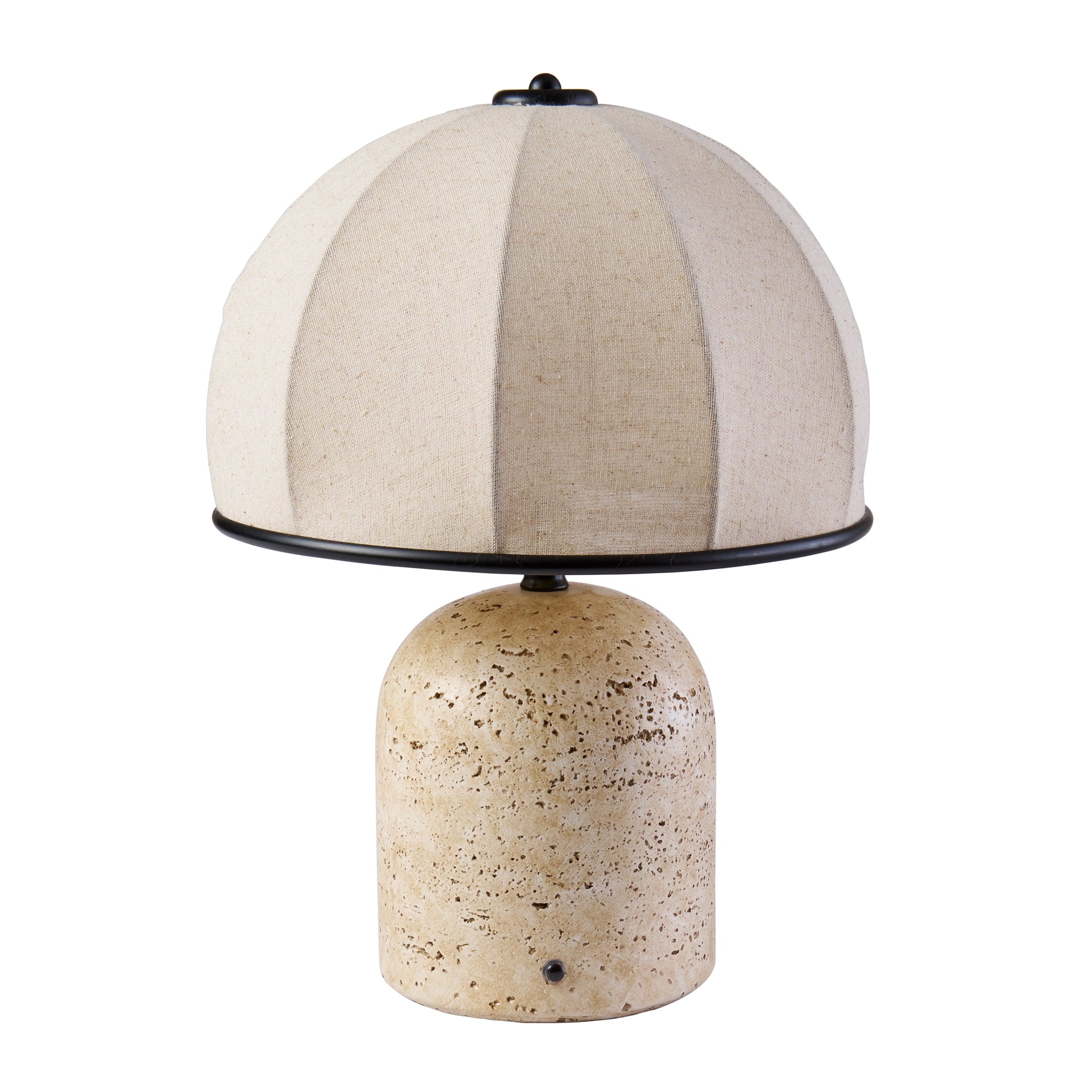 Cozylumi™ Rechargeable 14 in Stone Gourd Table Lamp with Fabric Dome Shade