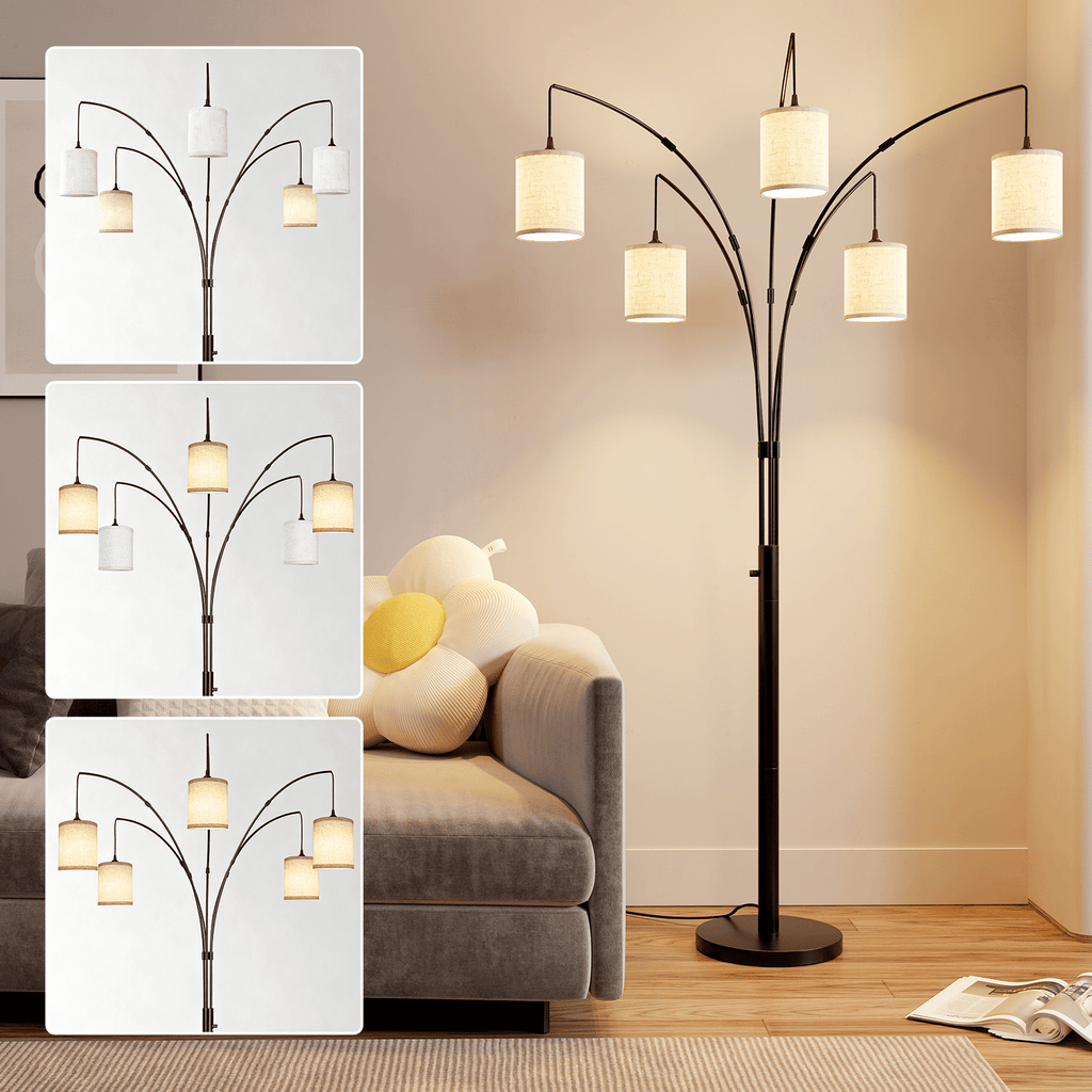 Cozylumi™ 5 Lights Tree Floor Lamp, 83.5" Large Tall Standing Lamp with Drum Linen