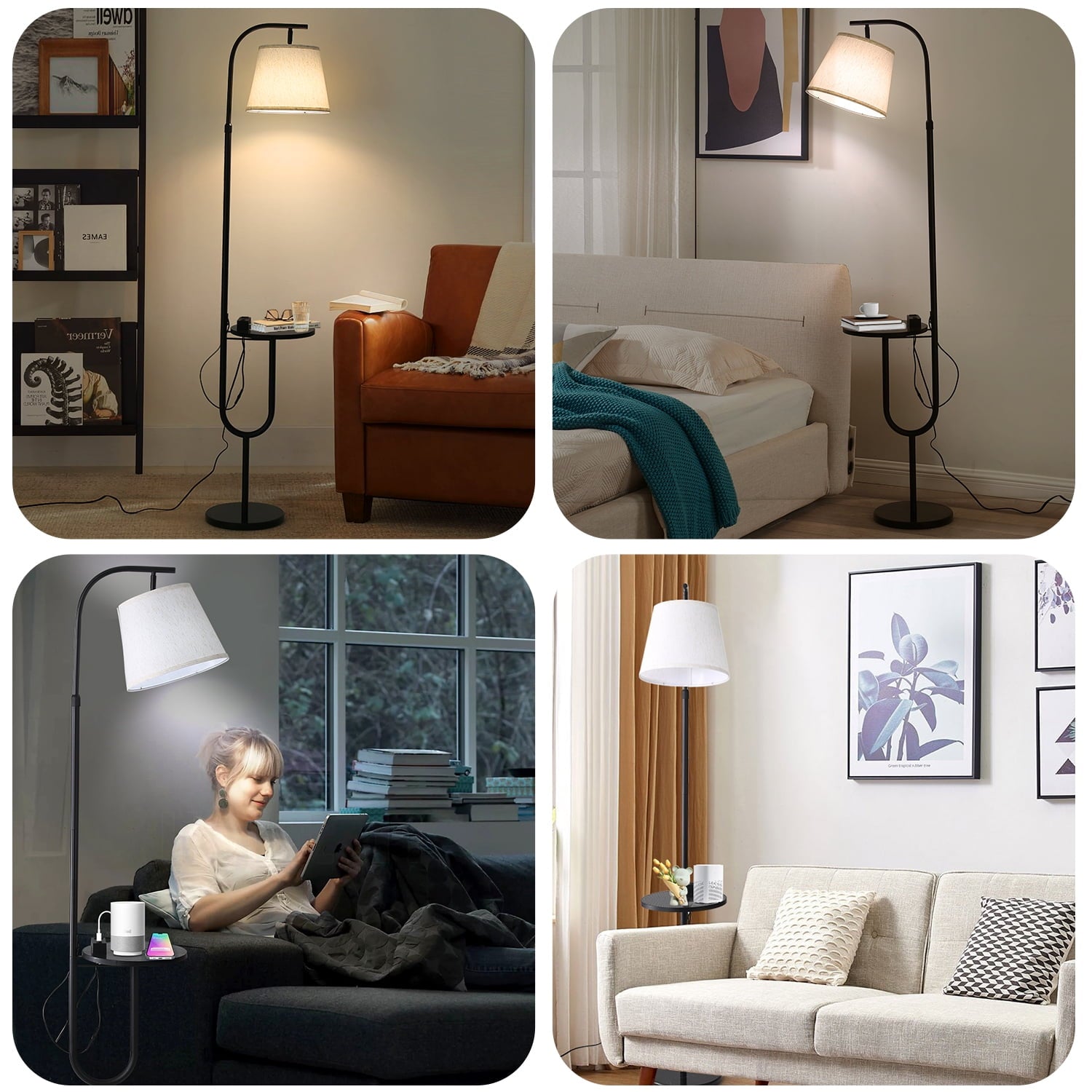 Cozylumi™ JOPESO Floor Lamp with Table,End Table Lamp with Charging Station USB &