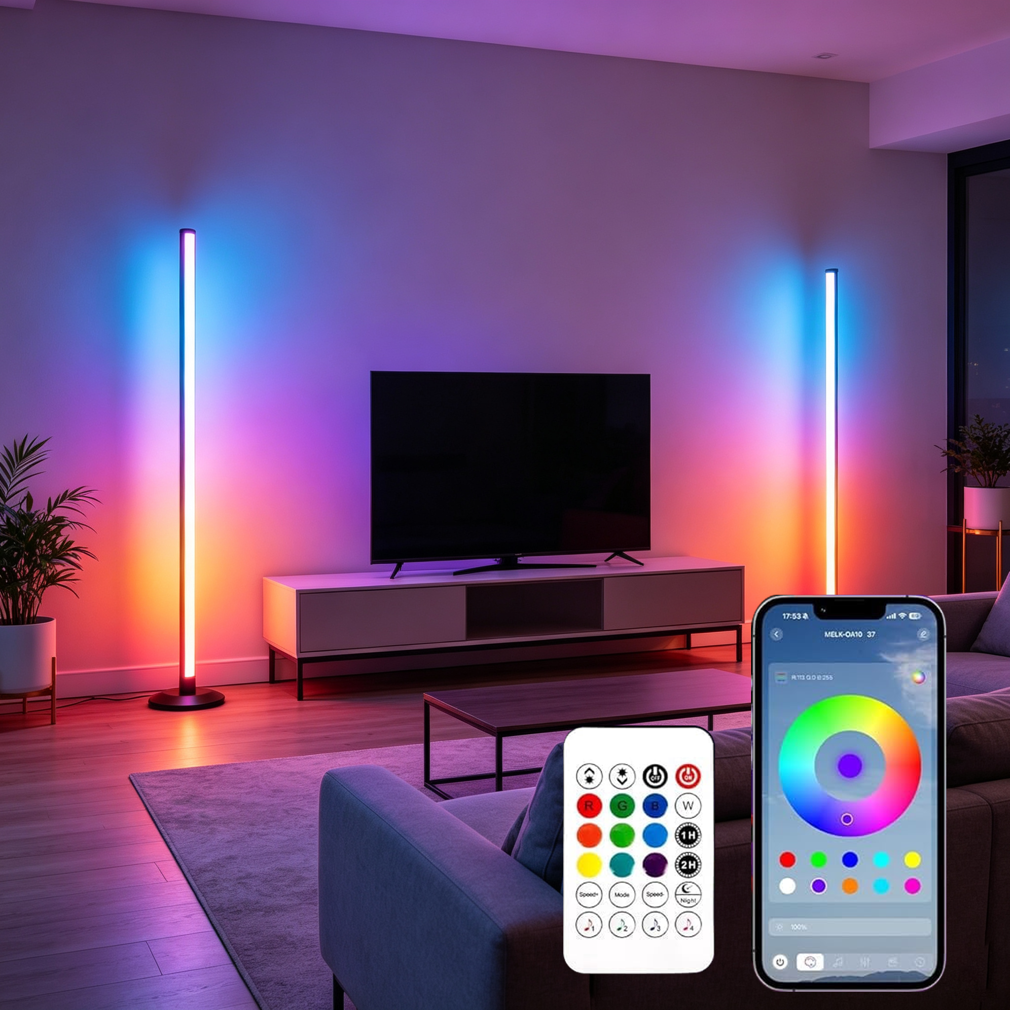 Cozylumi™ LED Floor Lamp, RGB Corner Floor Lamp Support Music Sync, Remote & App