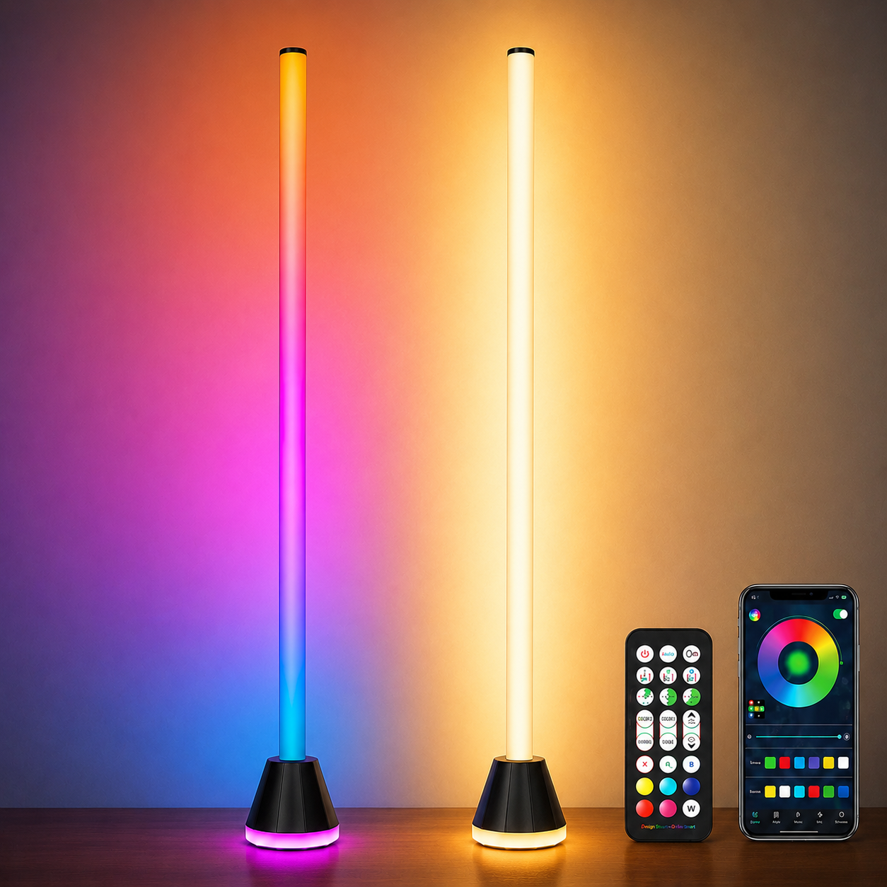 Cozylumi™ RGBIC Corner Floor Lamps with Glowing Base, 16 Million Colors,2700K-6500K