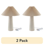 Cozylumi™ 18"in Ribbed Ceramic Table Lamp with Ivory Pleated Shade