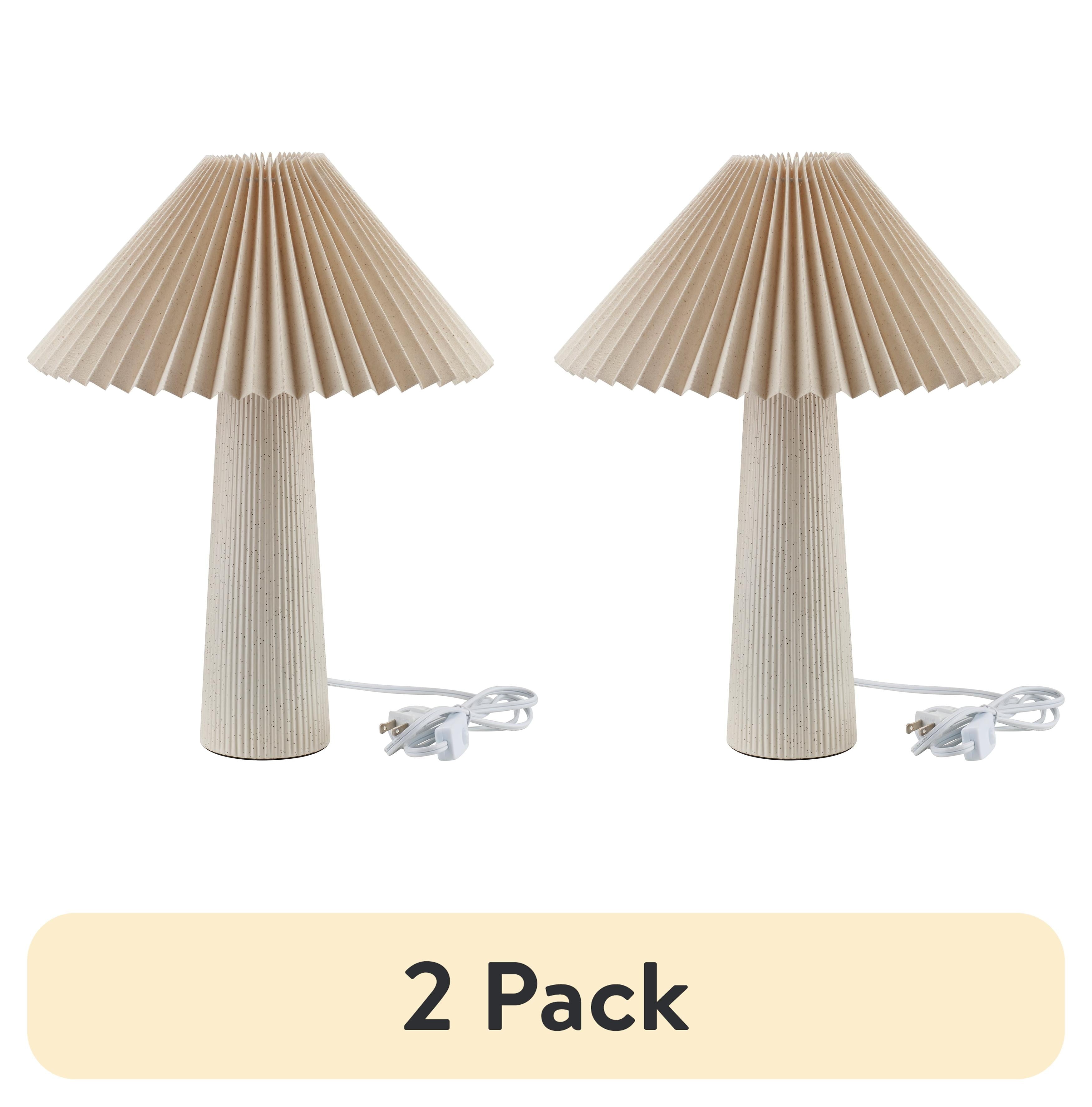 Cozylumi™ 18"in Ribbed Ceramic Table Lamp with Ivory Pleated Shade