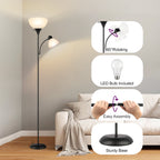 Cozylumi™ Floor Lamp with Reading Light for Living Room, LED Standing Lamp with Remote