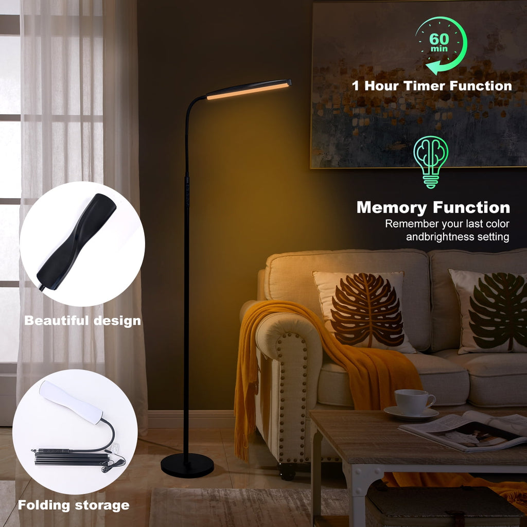Cozylumi™ Govvep LED Floor Lamp with Flexible Gooseneck and Touch Sensor with Remote