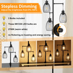 Cozylumi™ Vesteel Standing Lamp, Farmhouse Lamp with 3 Teardrop Cage and Bulbs