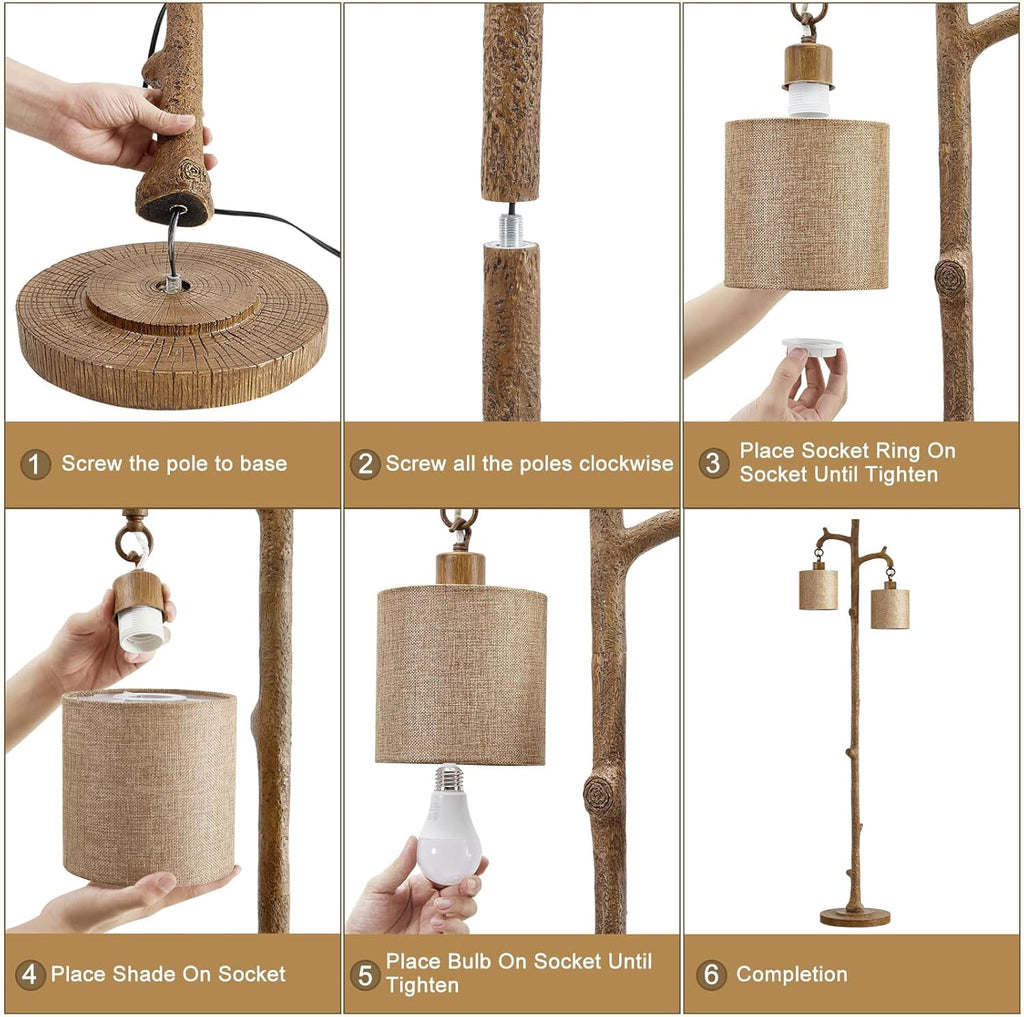 Cozylumi™ Floor Lamp for Living Room - 69" Rustic Farmhouse Tree Trunk Tall Lamp