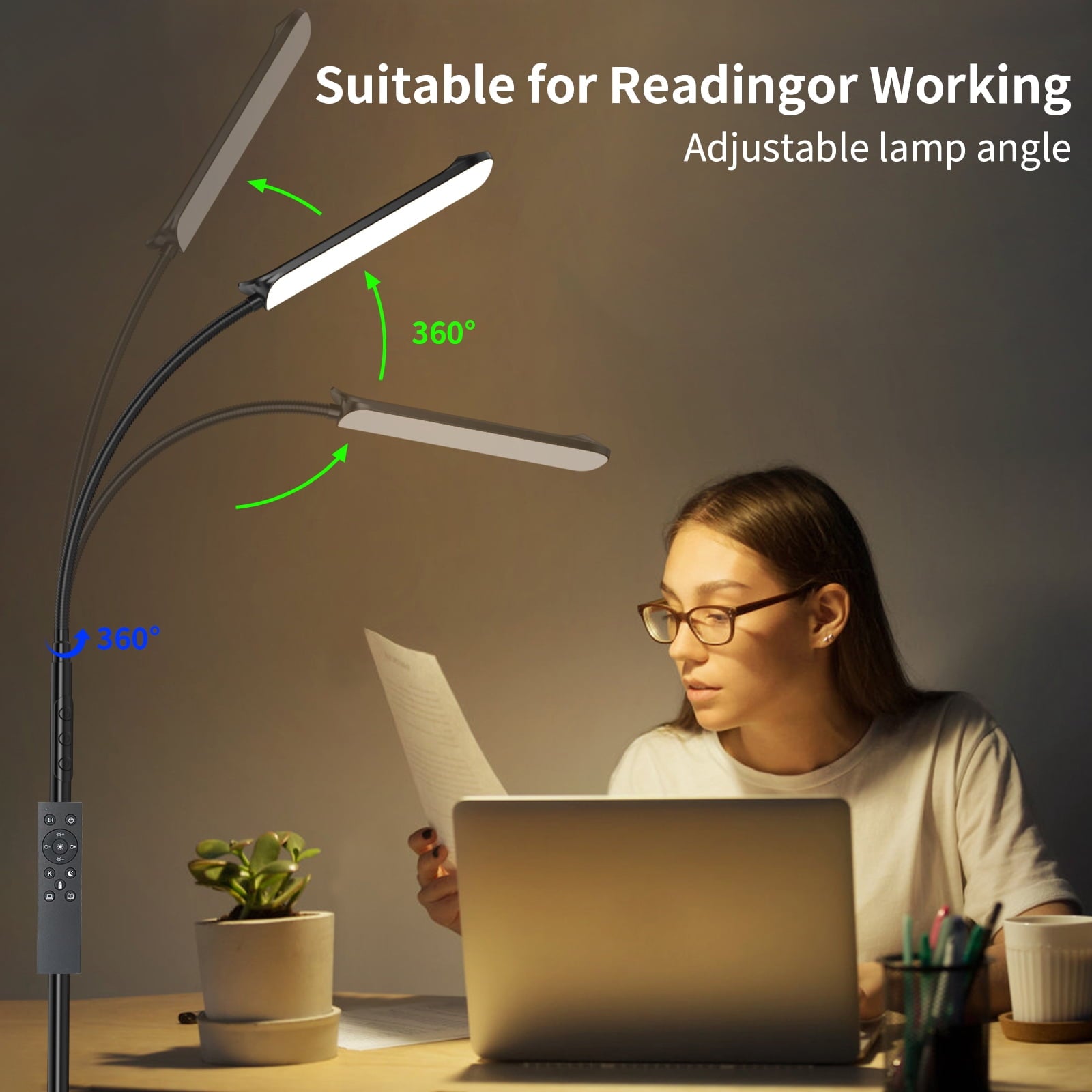 Cozylumi™ 69" Gooseneck Floor Lamp, 18W 1800LM & 3CCT, Dimmable 4 Color Temperatures