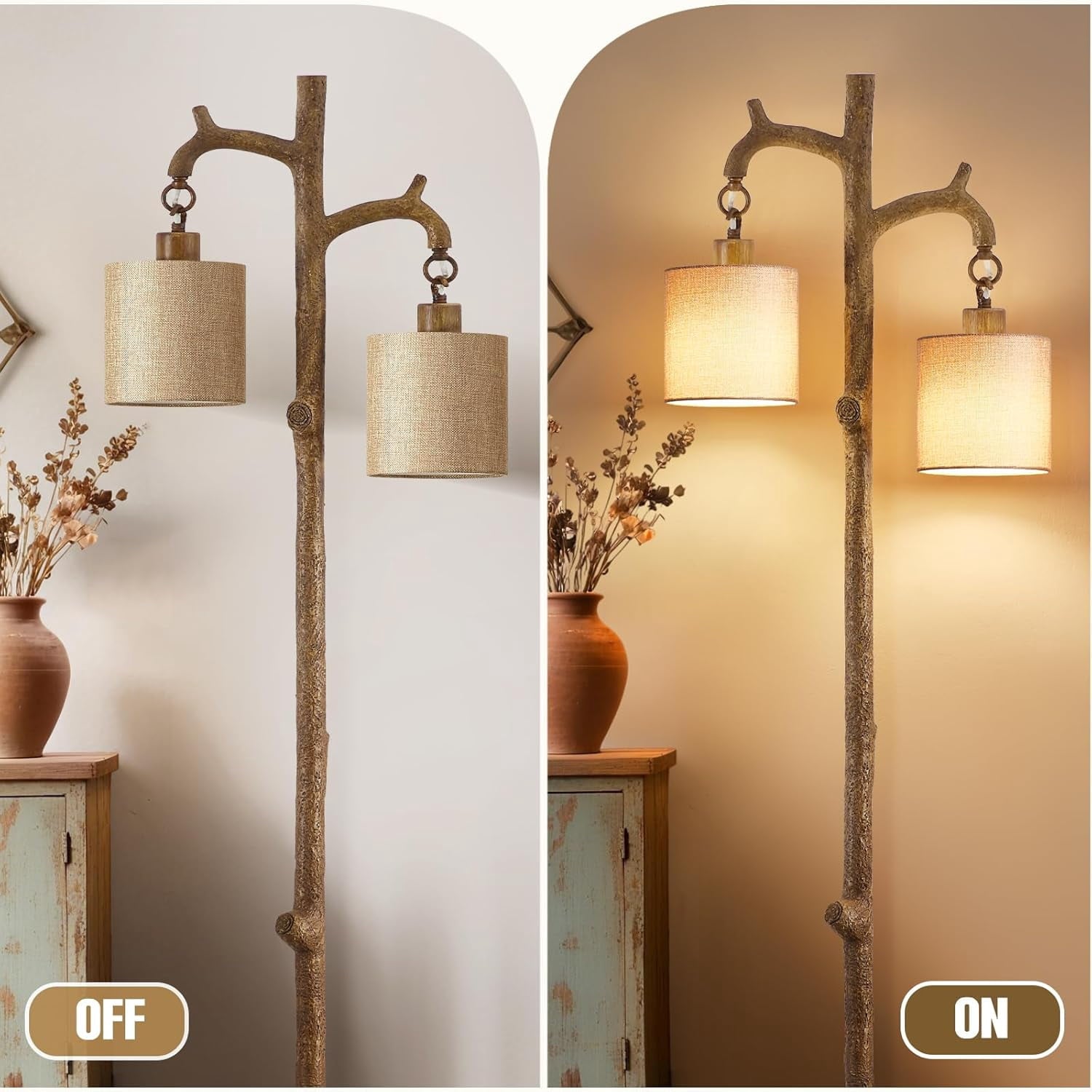 Cozylumi™ Floor Lamp for Living Room - 69" Rustic Farmhouse Tree Trunk Tall Lamp