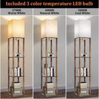 Cozylumi™ Floor Lamp with Shelves, Modern Dimmable Solid Wood Standing Lamp for Living