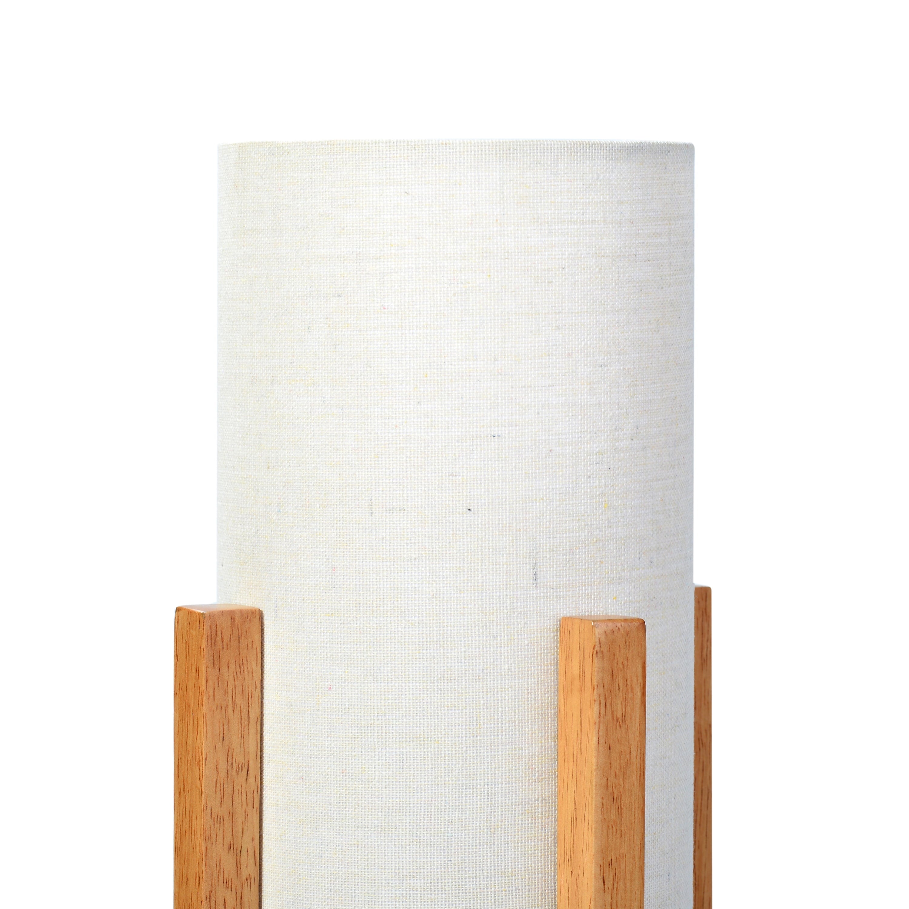 Cozylumi™ 14-Inch Natural Wood Uplight Table Lamp with Linen Shade