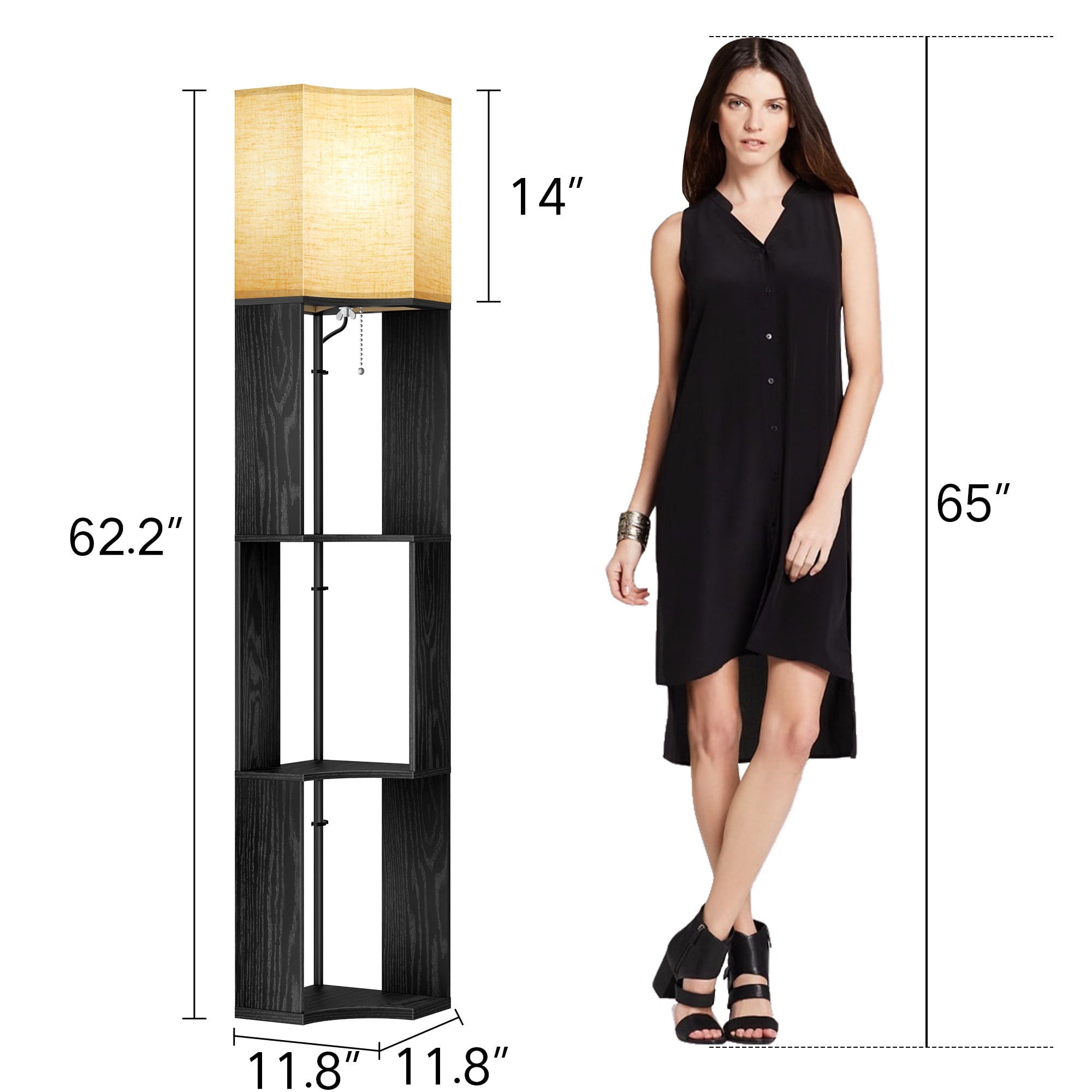 Cozylumi™ Floor Lamp with Shelves, Standing Lamp with 3 Color Temperature LED Bulb for
