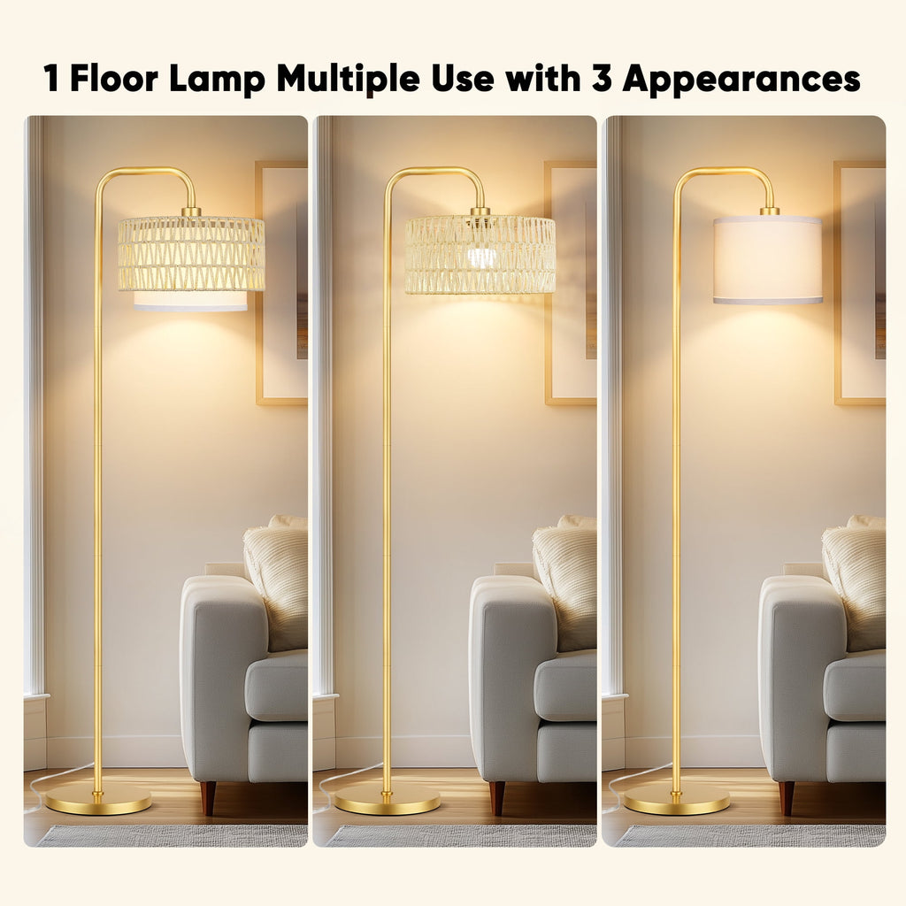 Cozylumi™ Beige Floor Lamp with 3 Color Temperatures, Farmhouse Tall Lamp for Living