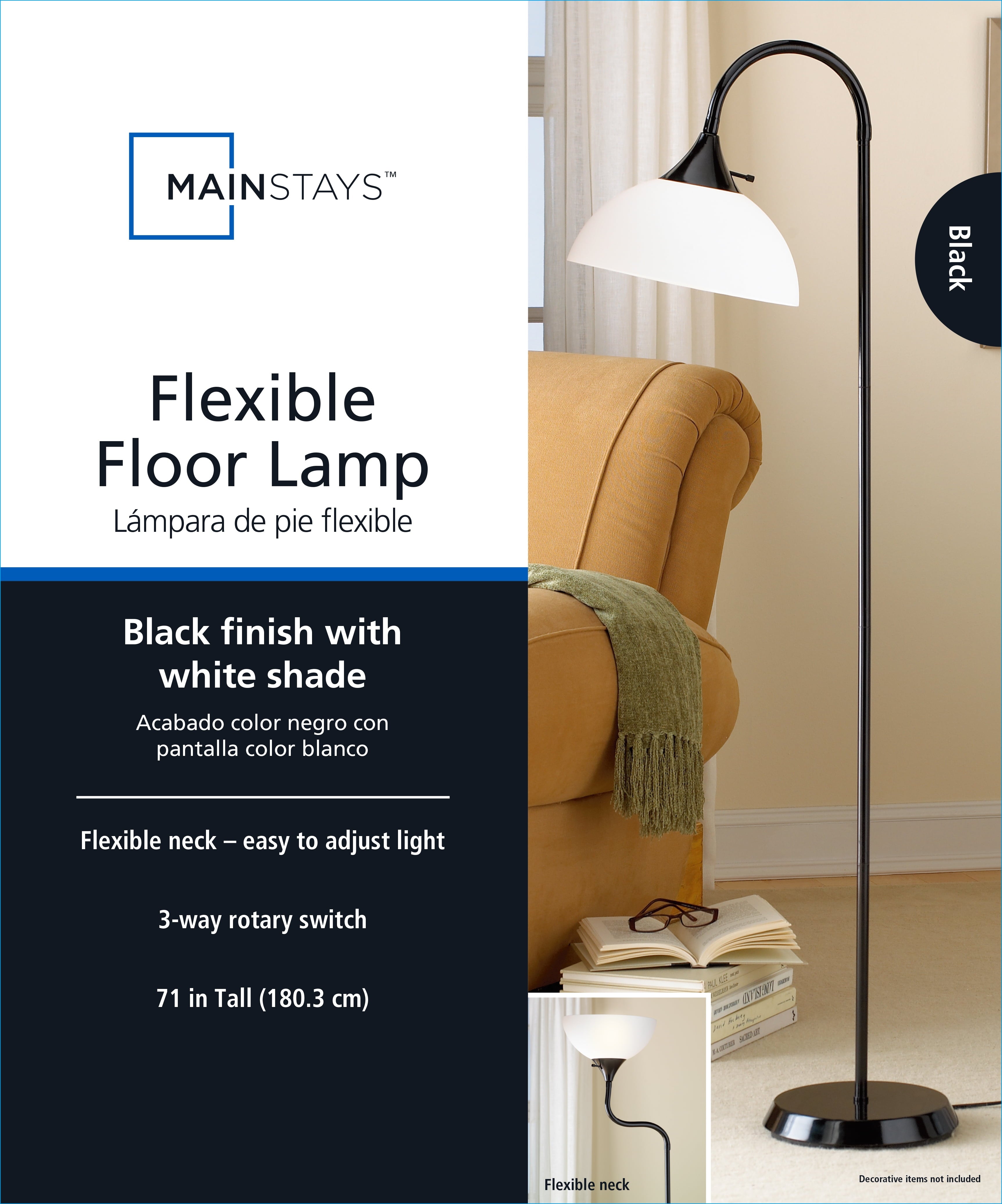 Cozylumi™ 71 in Black Gooseneck Floor Lamp with Flexible Neck