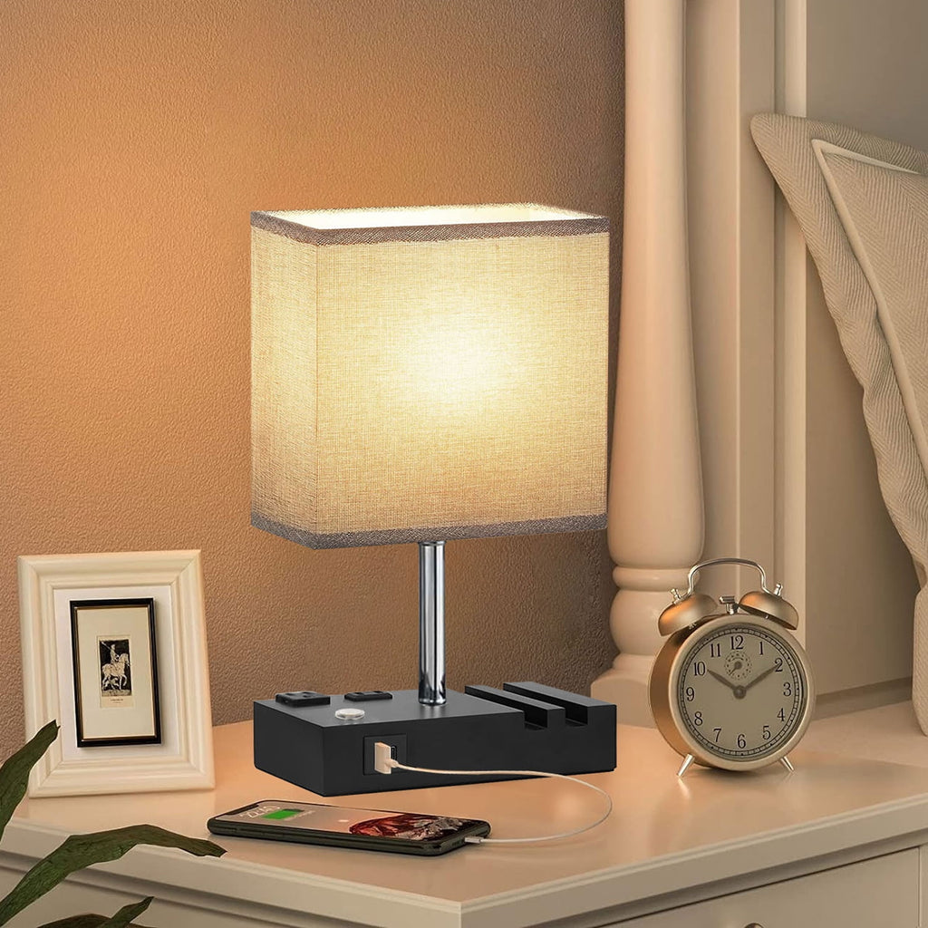Cozylumi™ GVDV HOME Table Lamp for Bedroom with Fast USB A&C Charging Ports, Bedside
