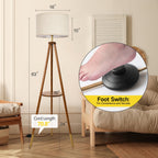 Cozylumi™ Wood Tripod Floor Lamp with Shelves, Dimmable Standing Lamps with Remote