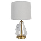 Cozylumi™ 18 in Clear Glass Table Lamp with Brass Metal Base and Beige Shade