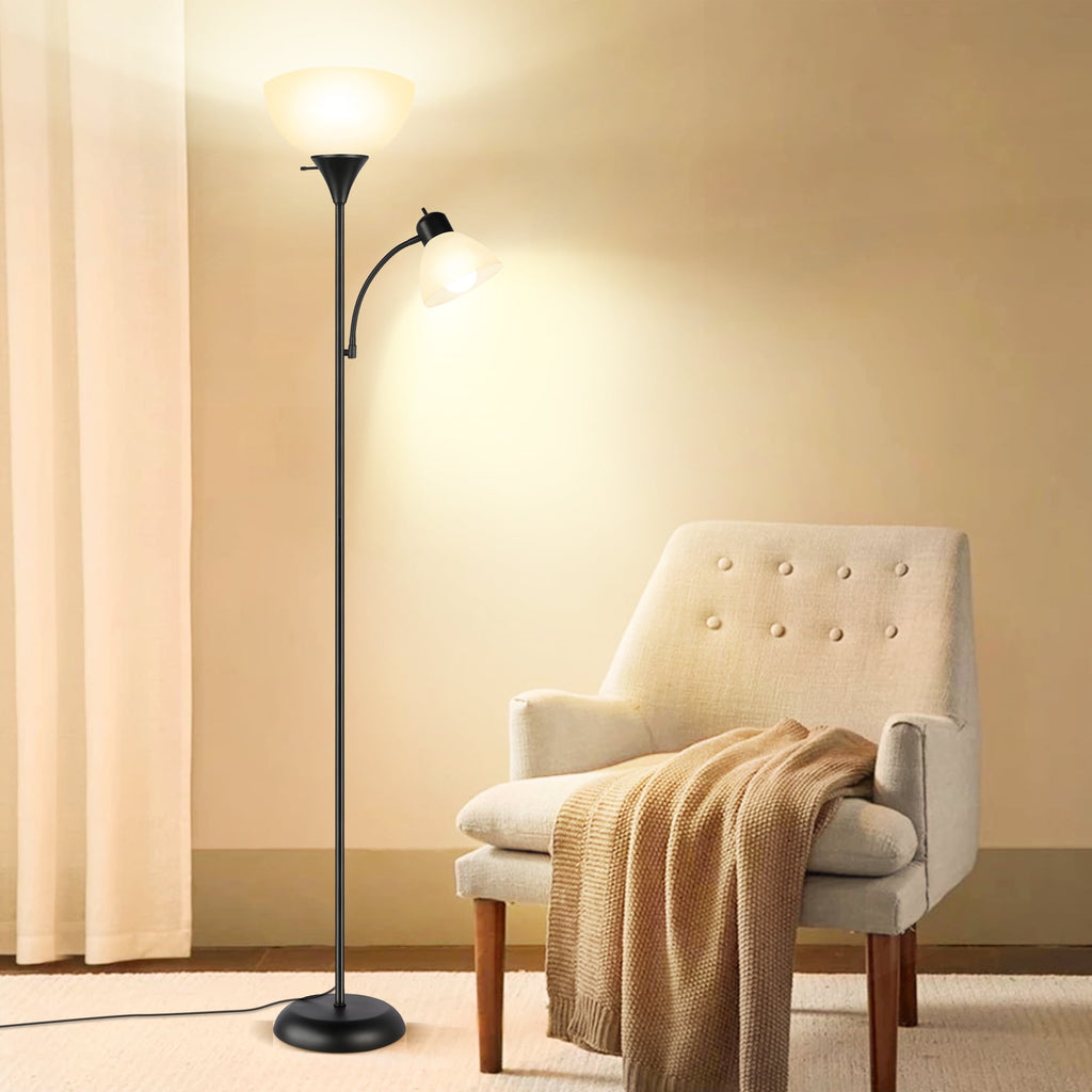 Cozylumi™ Floor Lamp with Reading Light for Living Room, LED Standing Lamp with Remote