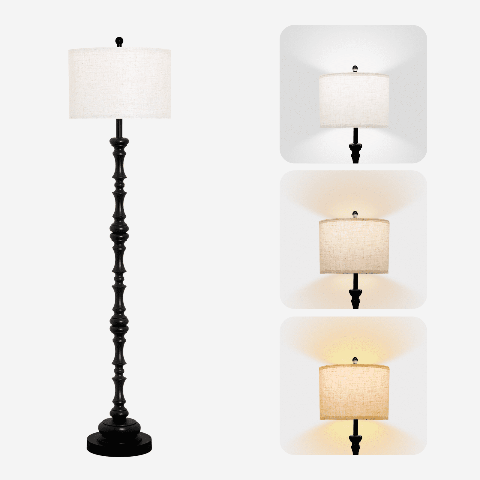 Cozylumi™ Floor Lamps for Living Room with 12W LED Bulb, Vintage Floor Lamp with 3