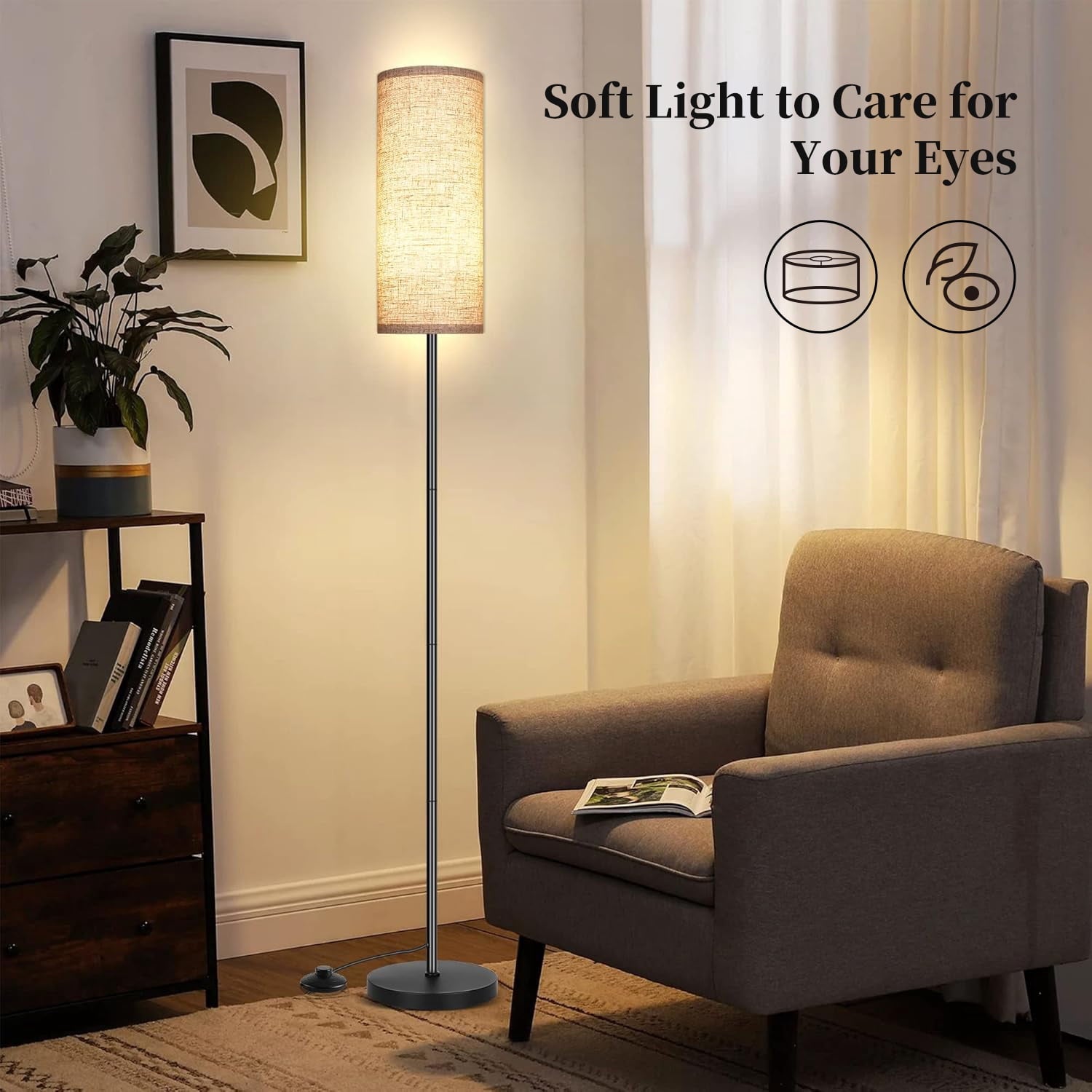 Cozylumi™ BN-LINK Dimmable Floor Lamp with 3 Color Temperatures, Standing Lamp with LED