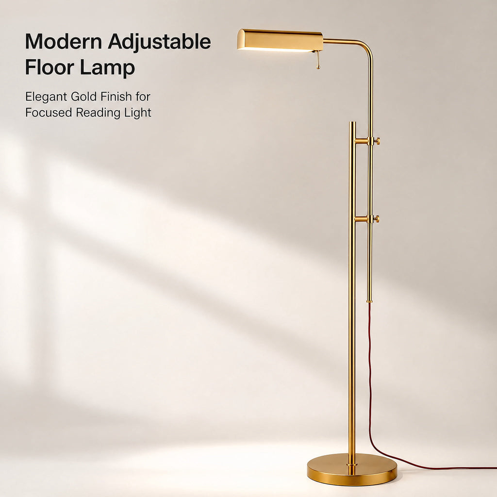 Cozylumi™ Lumadin 52/72 Modern Adjustable 1-Light Modern Adjustable Brass Floor Lamp