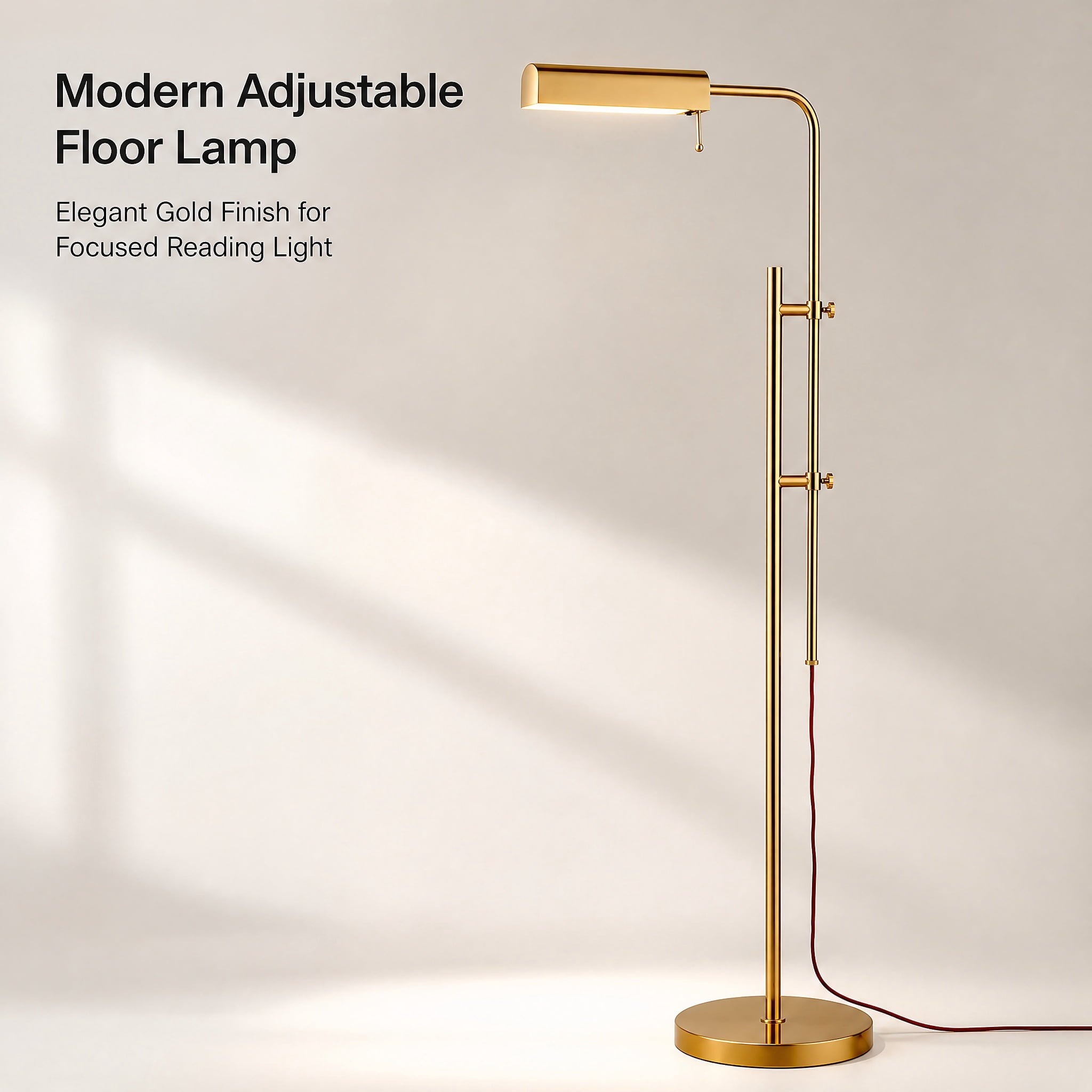 Cozylumi™ Lumadin 52/72 Modern Adjustable 1-Light Modern Adjustable Brass Floor Lamp