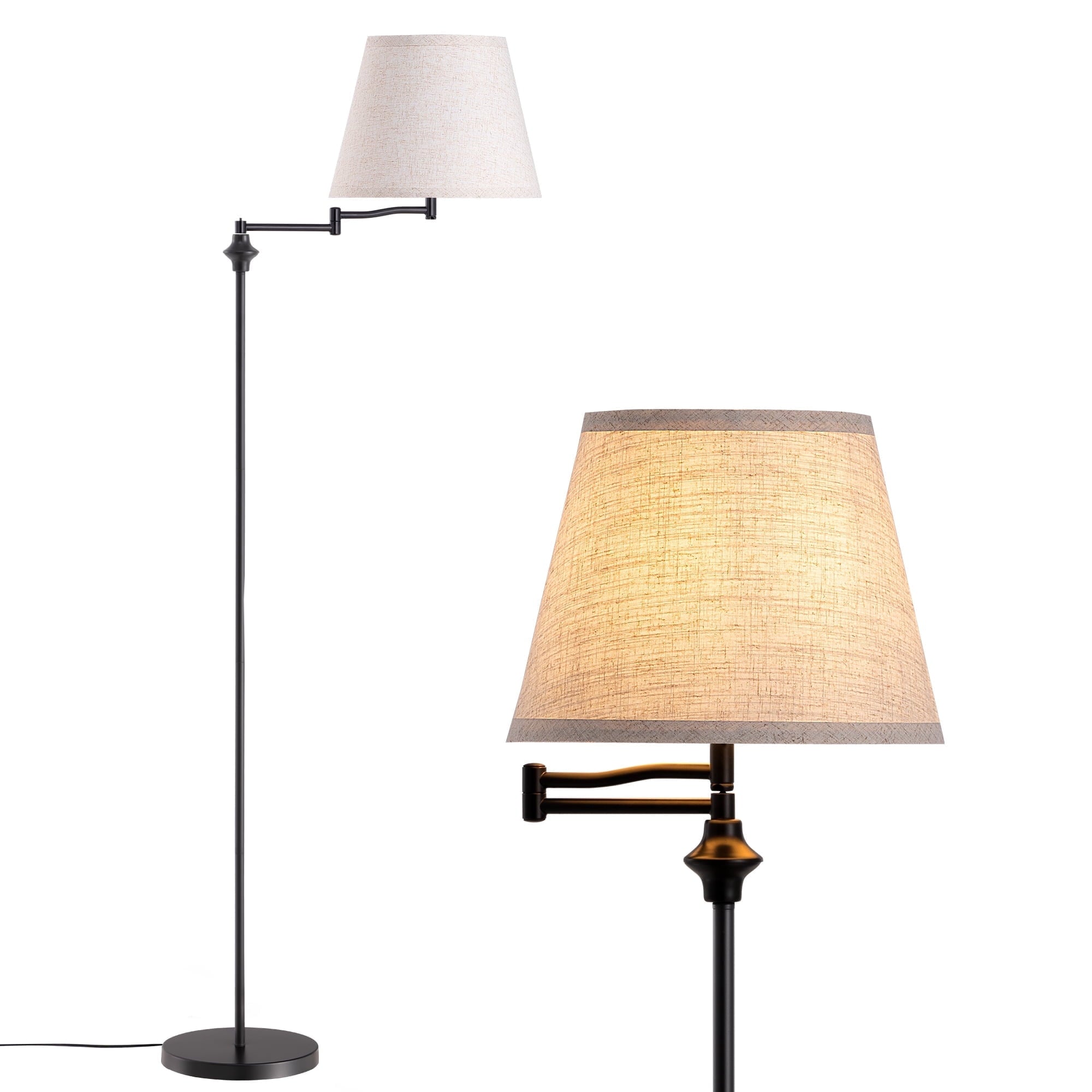 Cozylumi™ 62in Floor Lamps with Swing Arm for Living Room, Retro 350° Adjustable