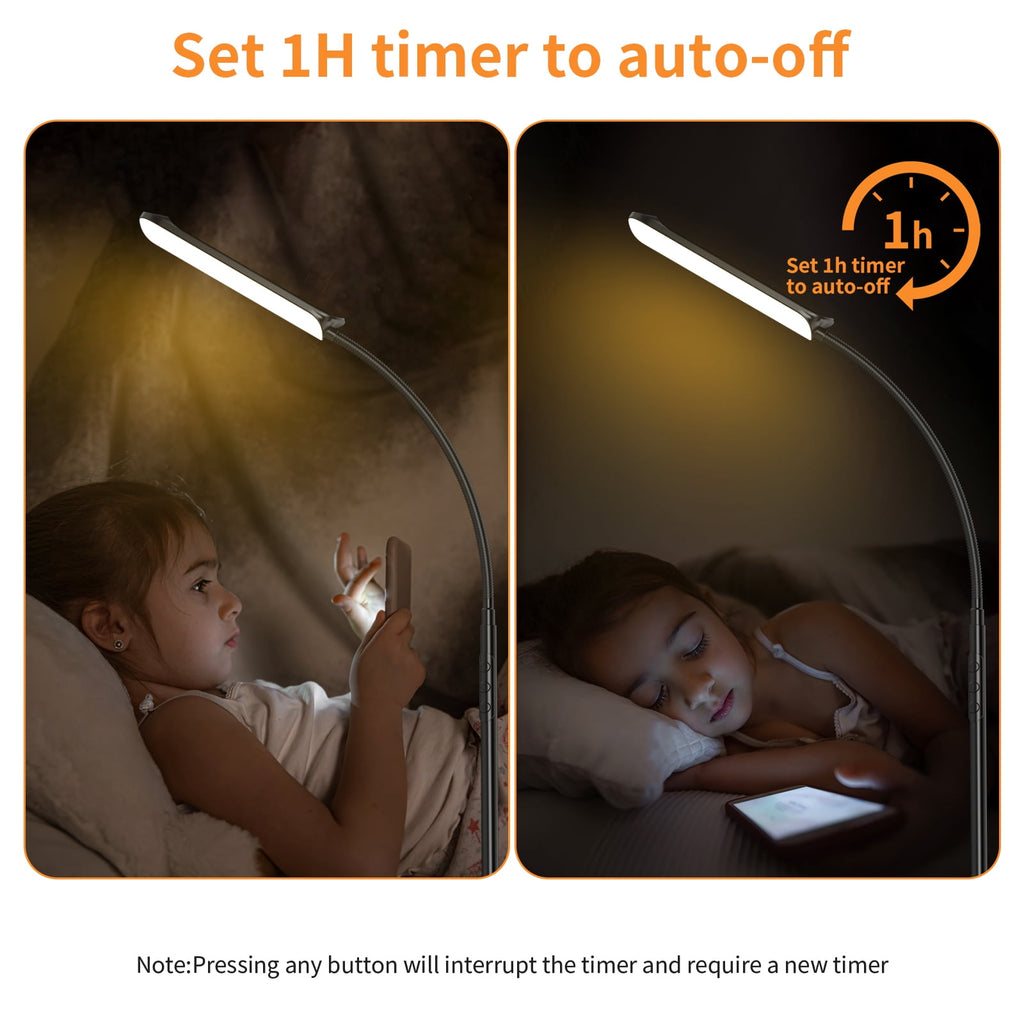 Cozylumi™ 69" Gooseneck Floor Lamp, 18W 1800LM & 3CCT, Dimmable 4 Color Temperatures