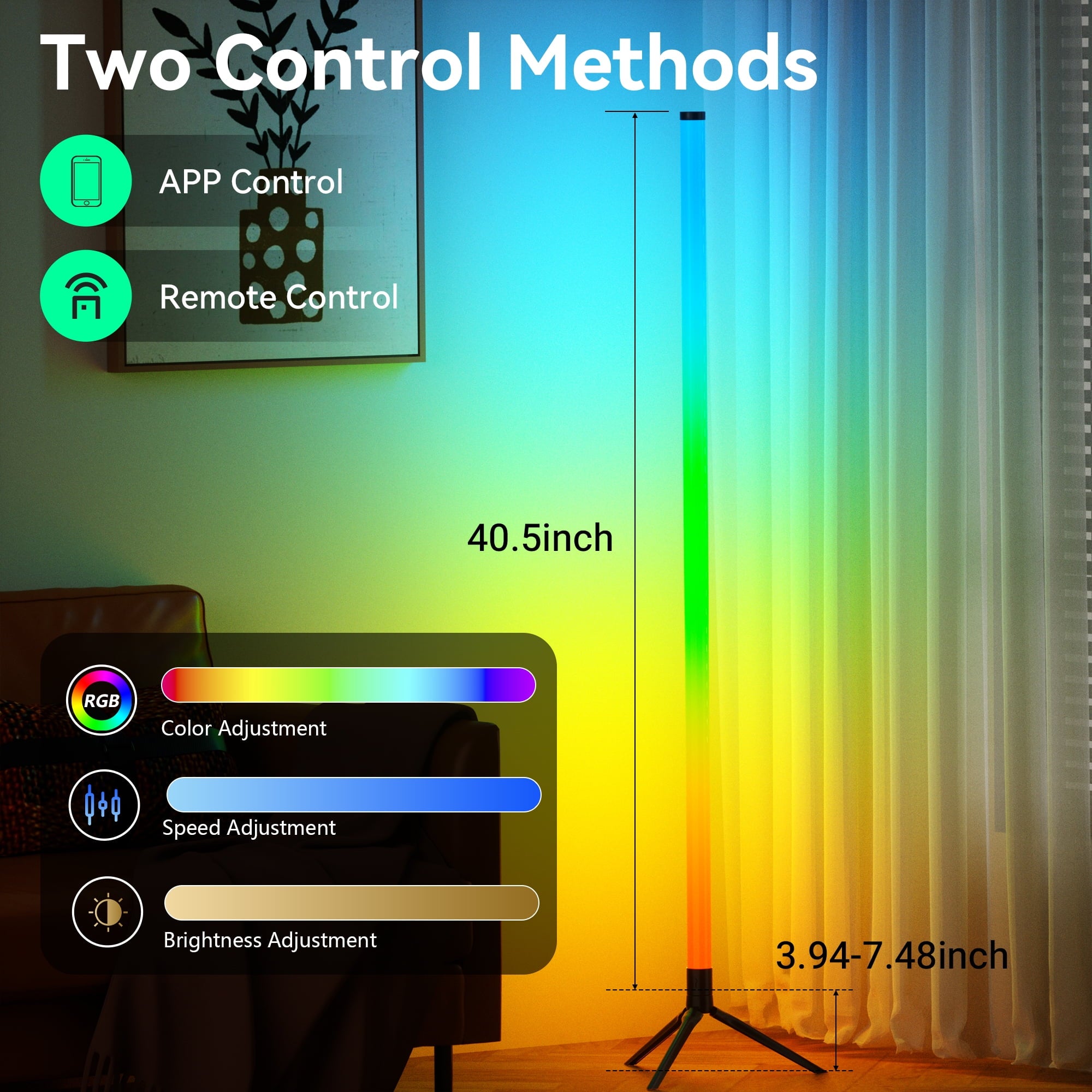 Cozylumi™ LED Corner Floor Lamp,360°Color Changing Lamp with Bluetooth APP, Remote
