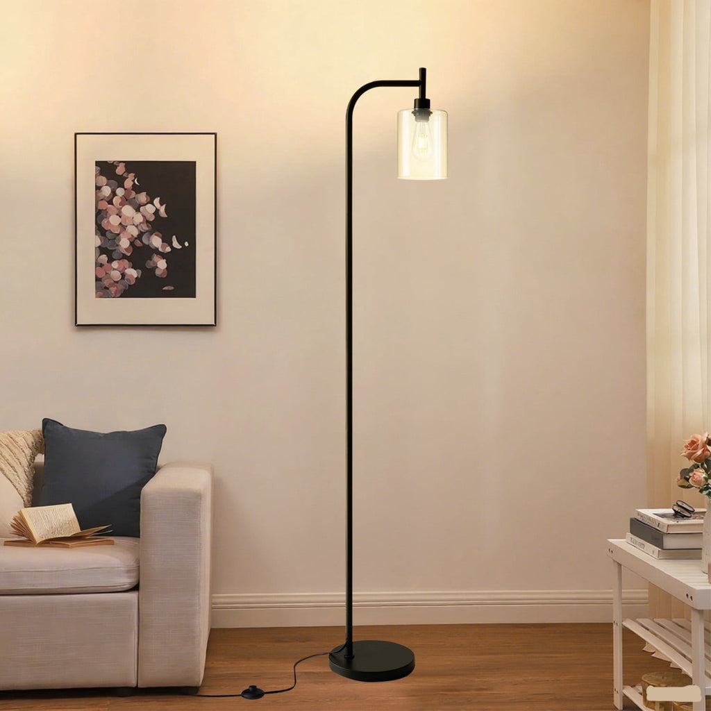 Cozylumi™ Vesteel Arc Floor Lamp for Living Room, Modern Standing Lamp with Glass