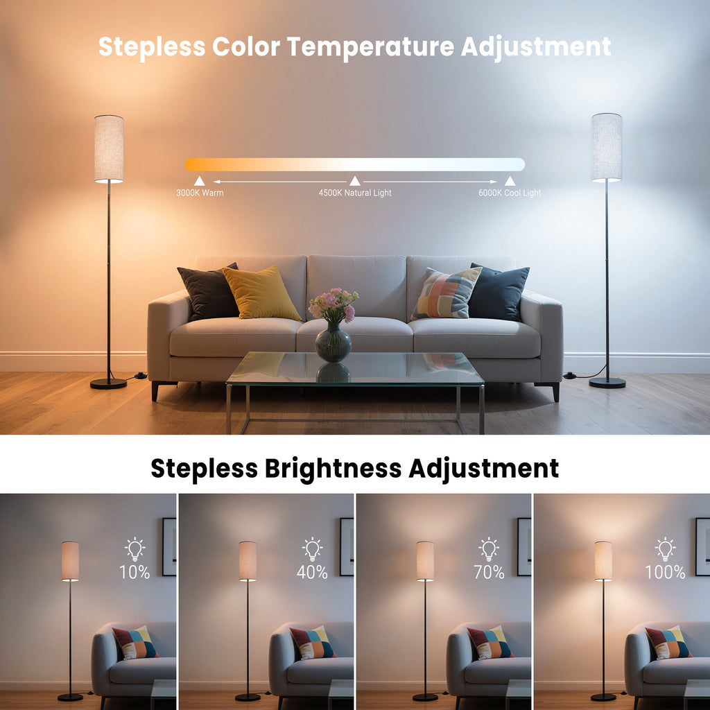 Cozylumi™ VOLIVO Floor Lamp for Living Room, Dimmable Standing Lamps with Remote