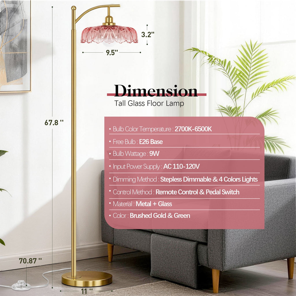 Cozylumi™ 68in Gold Floor Lamp for Living Room Mid Century Modern Standing Lamp with