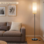 Cozylumi™ 67" Floor Lamp, Modern Standing Lamp with Beige Linen Shade, Black Pole with